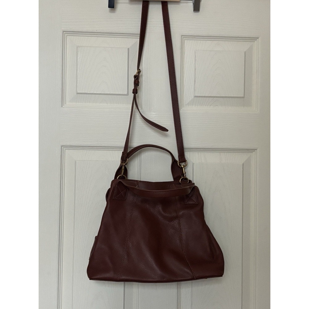 NWOT American Leather Co Ada Triple Entry Satchel Bag Red Wine Smooth Crossbody